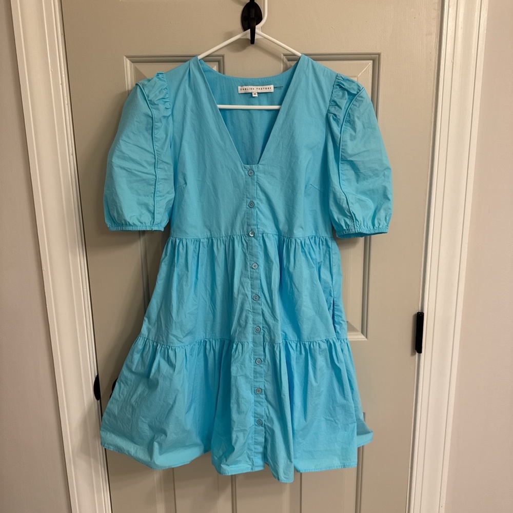English factory babydoll blue dress size XS